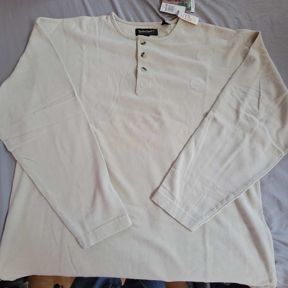 Timberland Men's Cream Henley Shirt